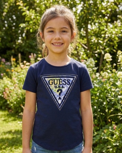 *New For SS26 Girls Guess T Shirt J6GI13 Navy