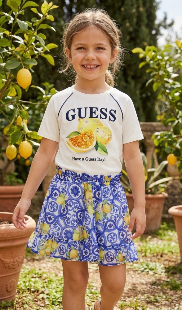 *PRE ORDER SS26 Girls Guess T Shirt and Skirt Set J6GI08 J6GD08