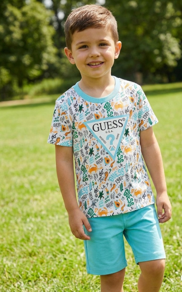 *New For SS26 Boys Guess Top and Shorts Set N6GG00