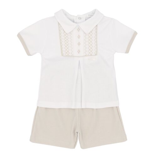 Boys Blues Baby Polo Shirt and Shorts Set BB2280 Beige