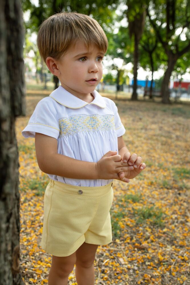 Boys Naxos Hand Smocked Set 7710 Lemon