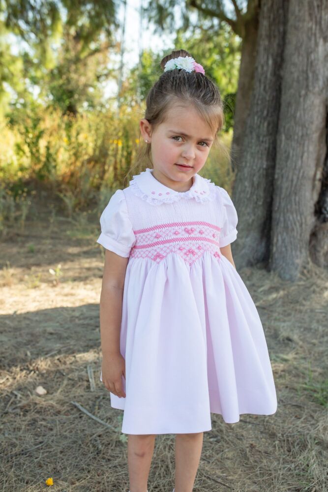 *PRE ORDER Girls Naxos Hand Smocked Dress 7727 Pink