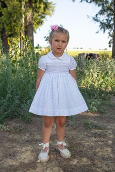 *PRE ORDER Girls Naxos Hand Smocked Dress 7725 Blue