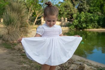 *PRE ORDER Girls Naxos Hand Smocked Dress 7725 Pink