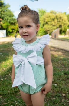 Girls Naxos Mint and White Romper 7702