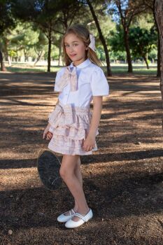 Girls Naxos Pink and White Top and Skirt Set 7769 7749