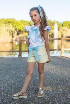 Girls Naxos Lemon and Blue Top and Shorts Set 7774 7765