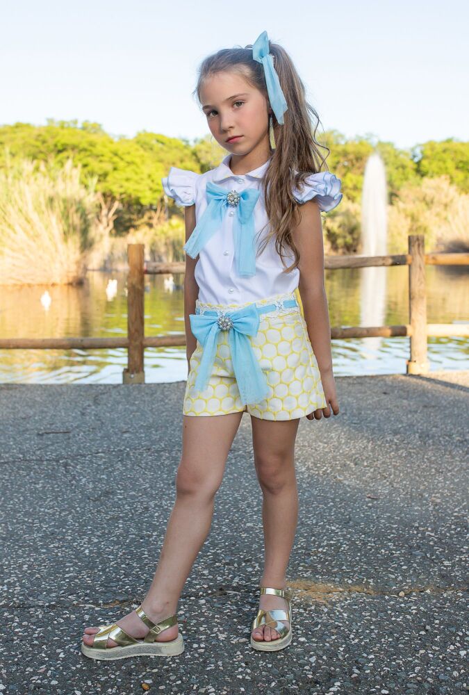 *PRE ORDER Girls Naxos Lemon and Blue Top and Shorts Set 7774 7765
