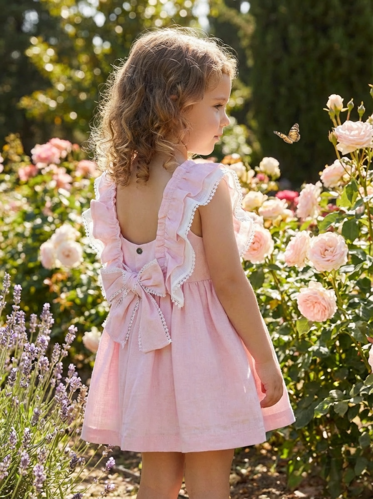 Girls Basmarti Pink and White Dress 26050