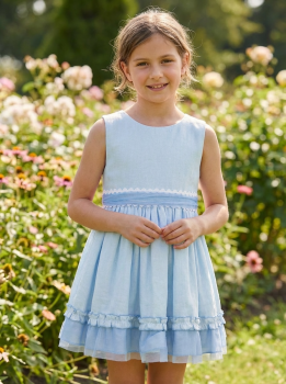 Girls Basmarti Blue and White Dress 26170