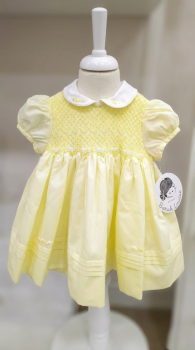 Girls Sarah Louise Heritage Collection Dress C7501 Lemon Short Sleeve