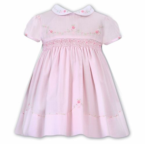 Girls Sarah Louise Heritage Collection Dress C7100 Pink and White Short Sle