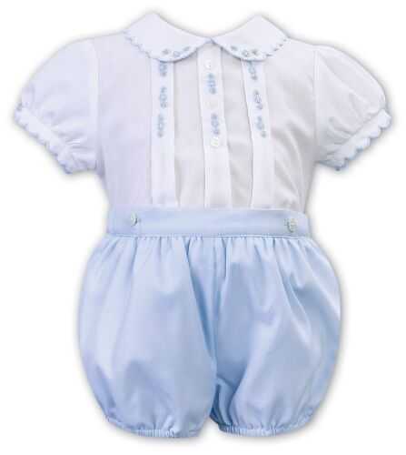 Girls Sarah Louise Heritage Collection 2 Piece Set C4500 White and Blue