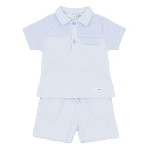 Boys Blues Baby Polo Shirt and Shorts Set BB3065 Blue