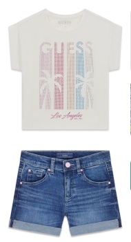 *New For SS26 Girls Guess T Shirt and Shorts Set J6GI20 J6GD29