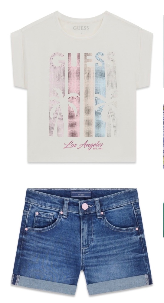 *New For SS26 Girls Guess T Shirt and Shorts Set J6GI20 J6GD29