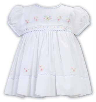 Girls Sarah Louise Dress 013809 White and Blue
