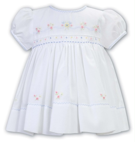 Girls Sarah Louise Dress 013809 White and Blue