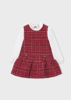 **PRE ORDER AW26 Girls Mayoral Pinafore Combined Dress 4929 Red 38
