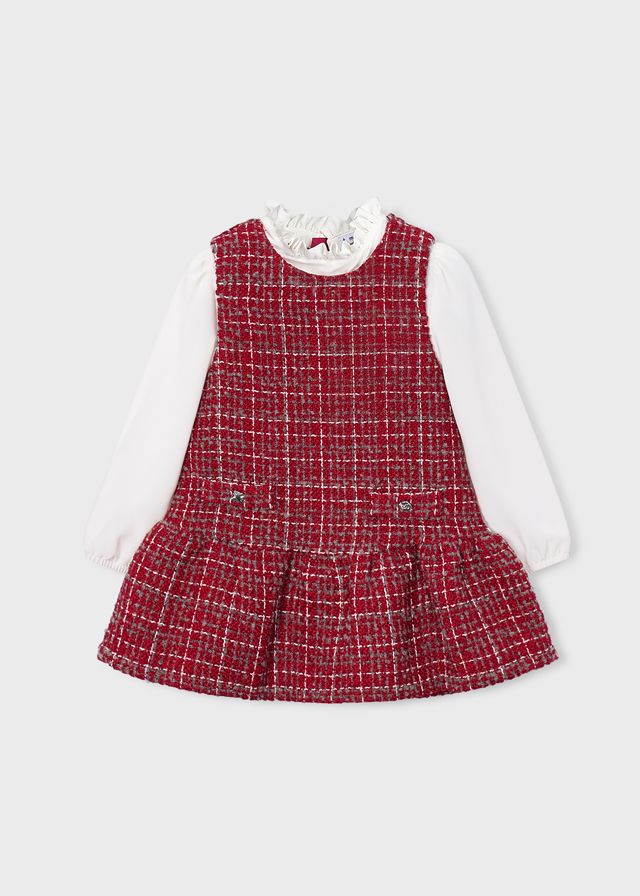 **PRE ORDER AW26 Girls Mayoral Pinafore Combined Dress 4929 Red 38