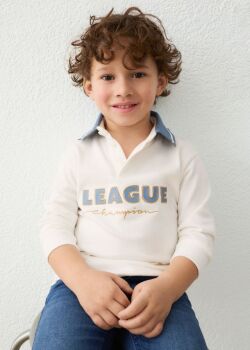 **PRE ORDER AW26 Boys Mayoral Long Sleeve Polo 4139 Cream 38