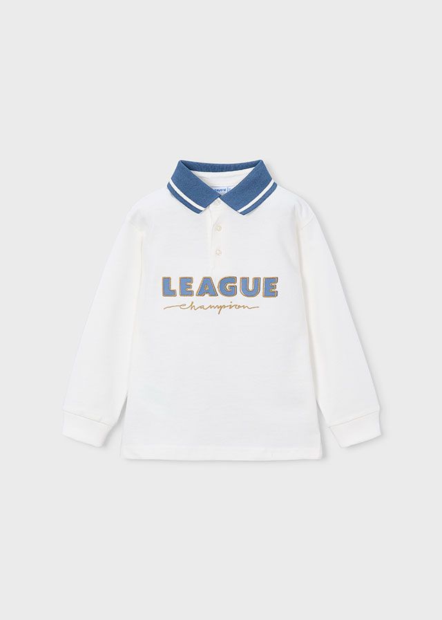 **PRE ORDER AW26 Boys Mayoral Long Sleeve Polo 4139 Cream 38