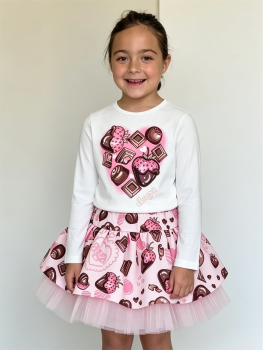 **PRE ORDER Girls Daga Chocolate Teddy Top and Skirt Set 10777 10783