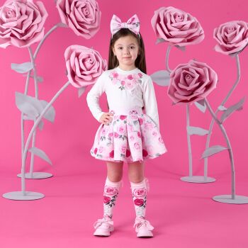 **PRE ORDER AW26 Girls ADee Winter Bloom Collection Ariella Top and Skirt Set W261505