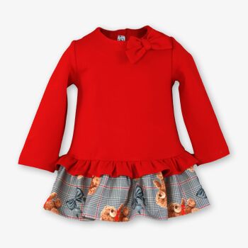 **PRE ORDER AW26 Girls Miranda Red and Grey Dress 152