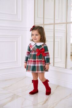 **PRE ORDER AW26 Girls Miranda Red and Green Tartan Dress 518