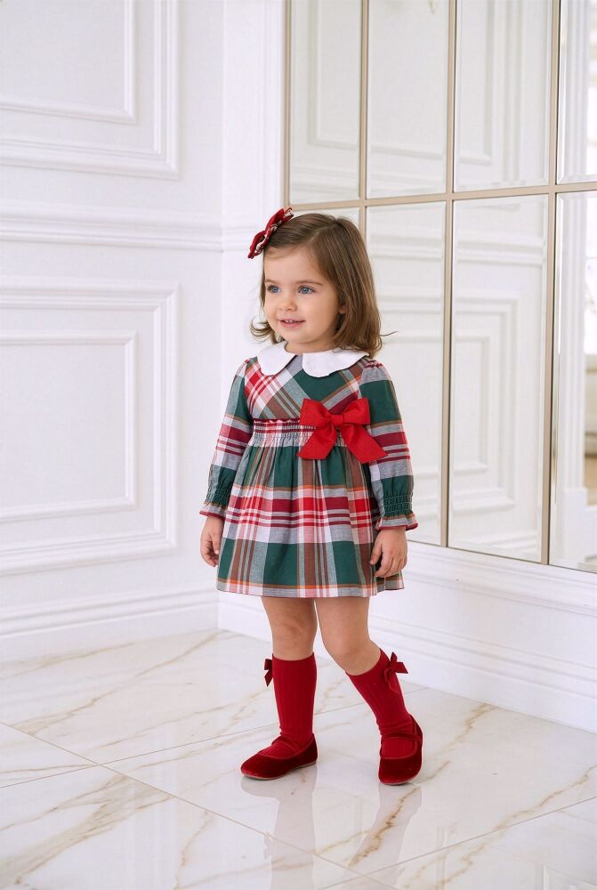 **PRE ORDER AW26 Girls Miranda Red and Green Tartan Dress 518