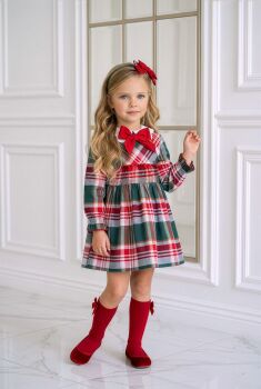 **PRE ORDER AW26 Girls Miranda Red and Green Tartan Dress 618