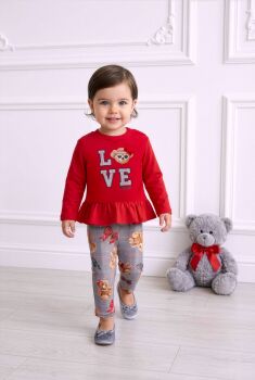 **PRE ORDER AW26 Girls Miranda Red and Grey Top and Leggings Set 152