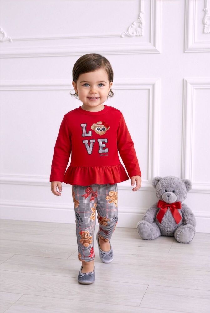 **PRE ORDER AW26 Girls Miranda Red and Grey Top and Leggings Set 152