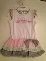 CLEARANCE PRICE Girls Coccobirillo by Baby Graziella White, Pink and Silver Dress