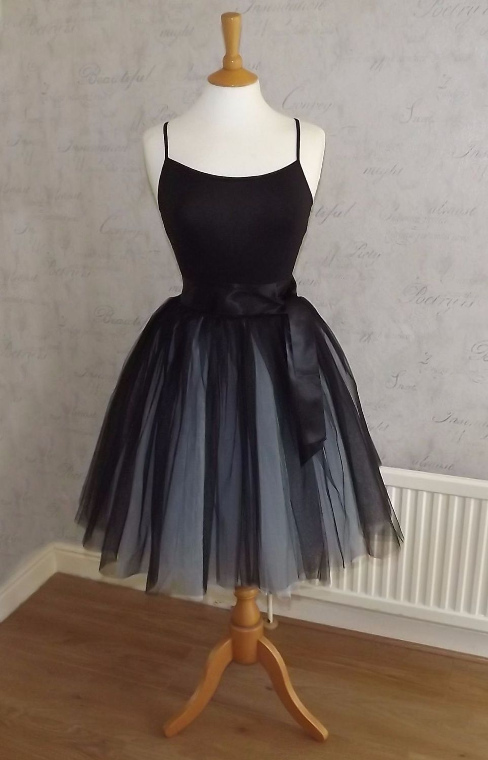 Two tone blue and black 7 layer Tutu tulle skirt 21.5