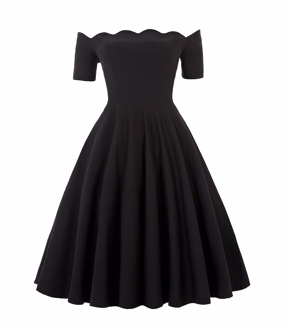 Black vintage 50's bridesmaid, evening, swing dress with sleeves size 8-22