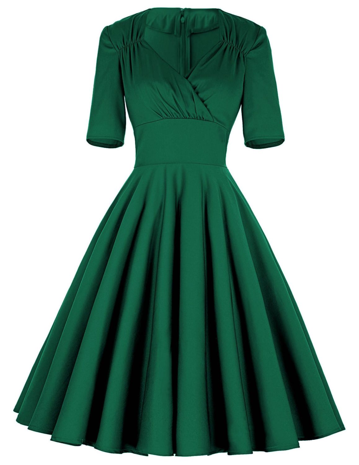 Green 3/4 sleeve, full swing skirt 50's 