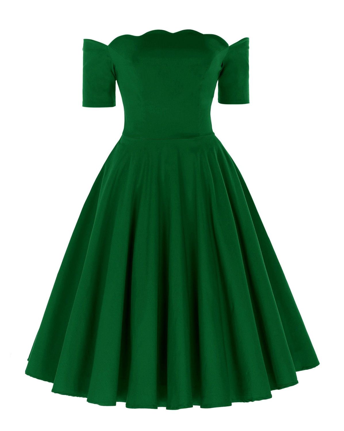 Liana luxury green off the shoulder full skirt vintage
