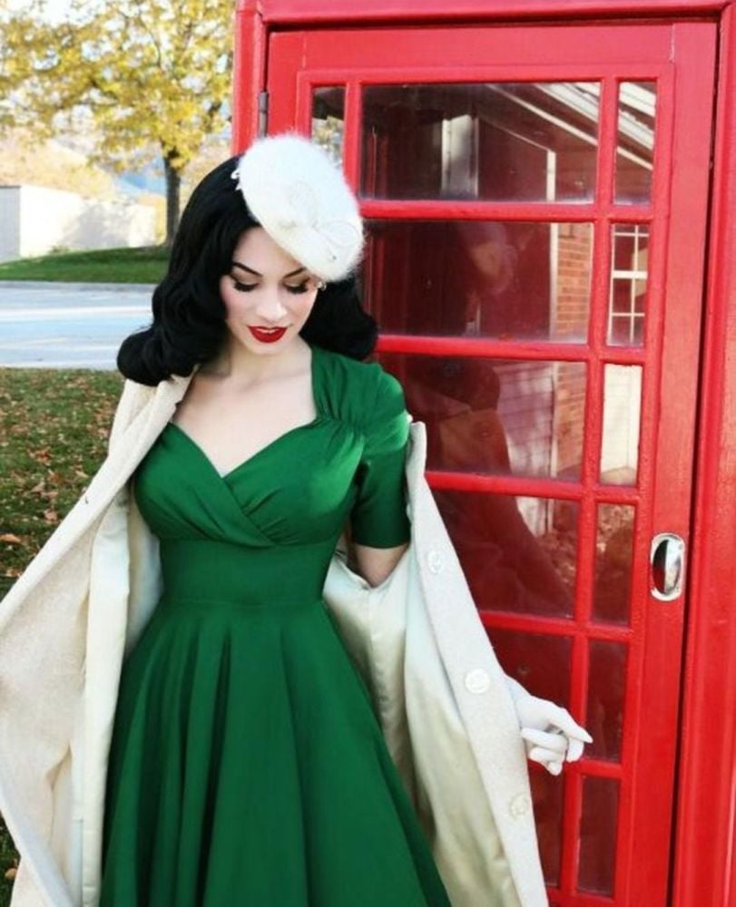 Belle green 50s swing dress