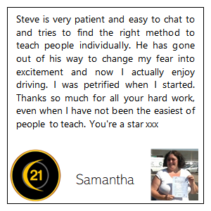 Customer reviews for Driving lessons in Grimsby with 21st Century Driving School