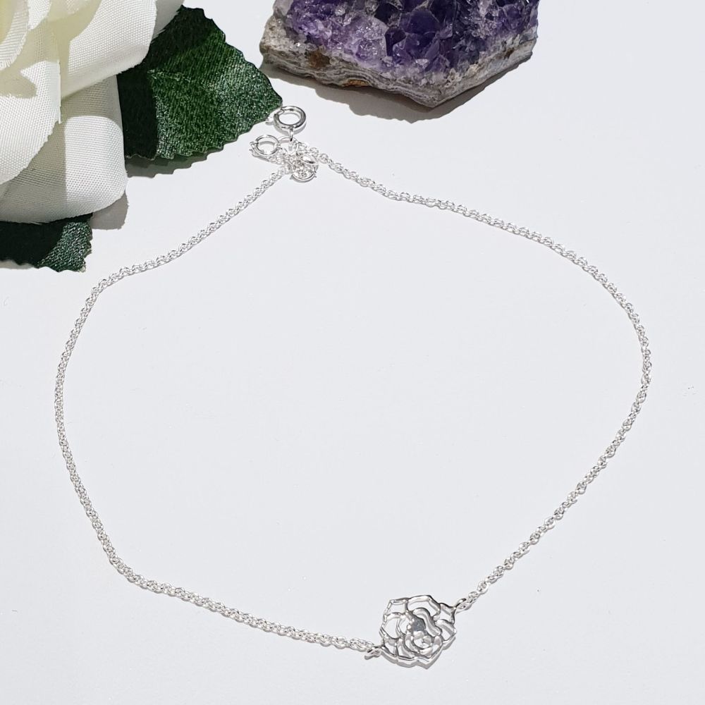 Silver Rose Anklet Chain