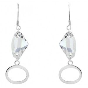 Silver Swarovski Crystal Drop Earrings
