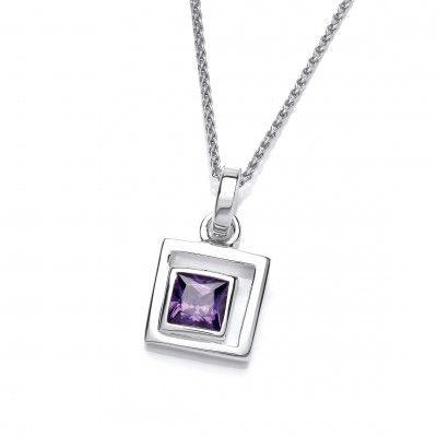 Silver & Amethyst Square Pendant - Cavendish French