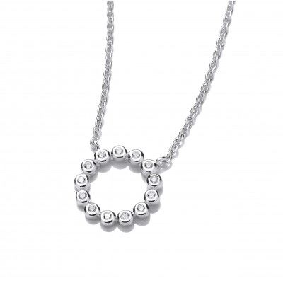 Silver and CZ Circle Design Necklace - Cavendish French