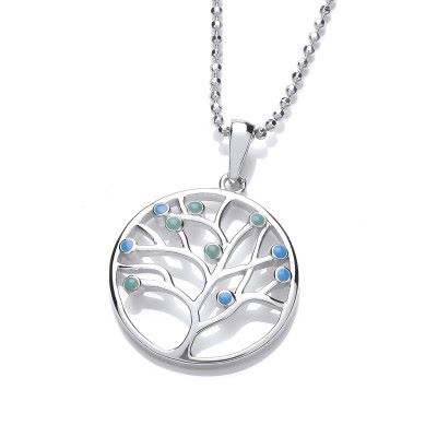 Silver and Blue Opalique Family Tree Pendant - Cavendish French