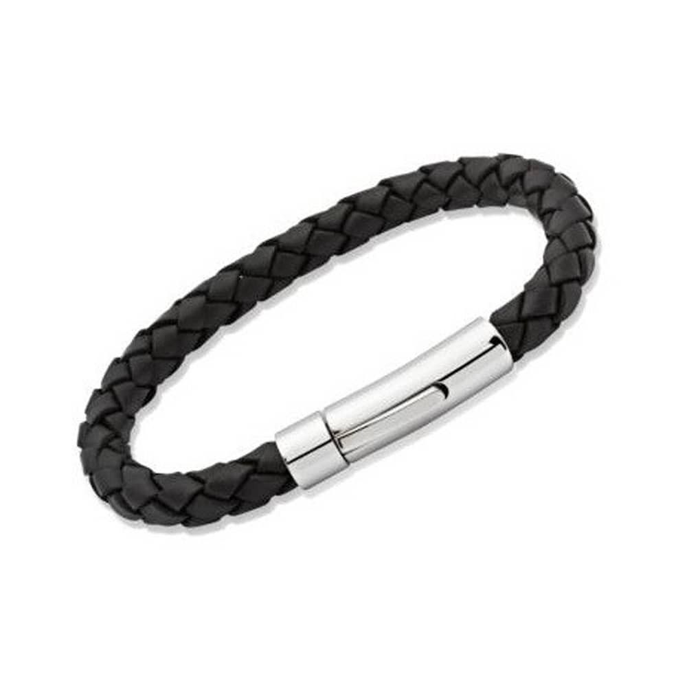 UNIQUE & CO - Black Braided Leather Gents Bracelet - A40BL