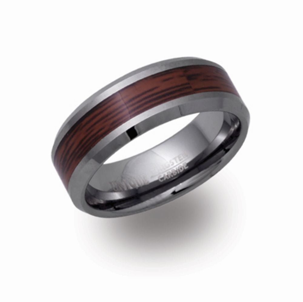 UNIQUE & CO - Tungsten Carbide Ring With Wood Inlay - TUR41