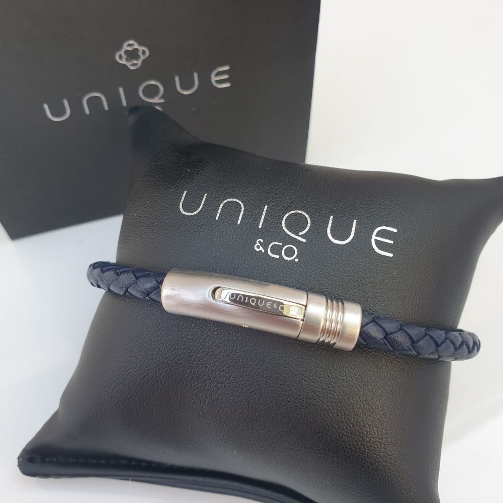 UNIQUE & CO - Navy Leather Bracelet B442NV
