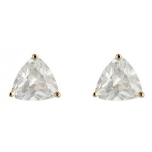 9ct Gold White CZ 5mm Trillion Claw Set Stud Earring